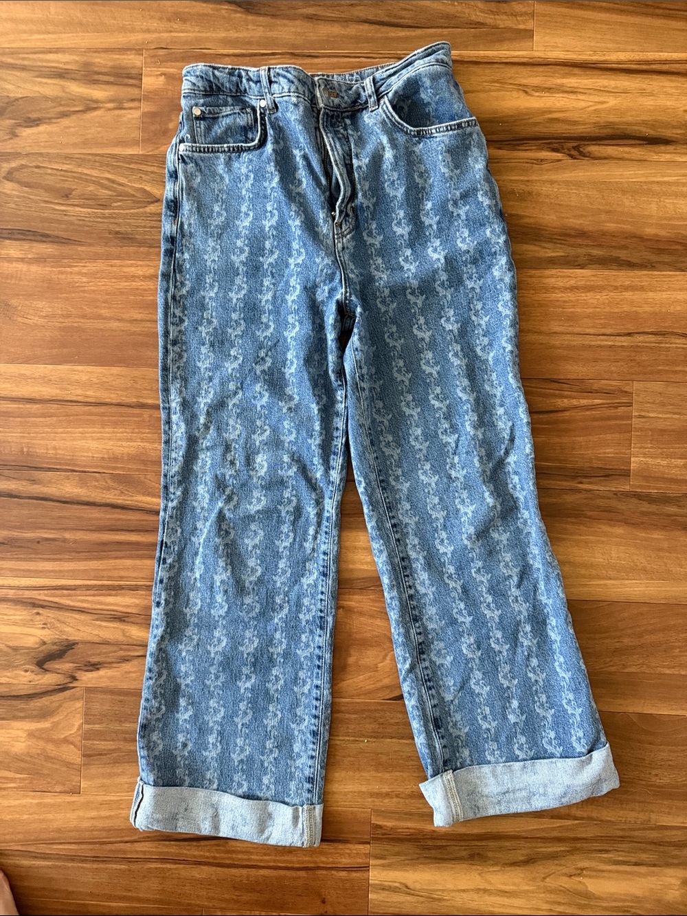 Pilcro The Austyn High-Rise Cuffed Wide-Leg Jeans: Printed Edition